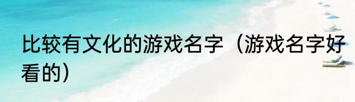 比较有文化的游戏名字（游戏名字好看的）