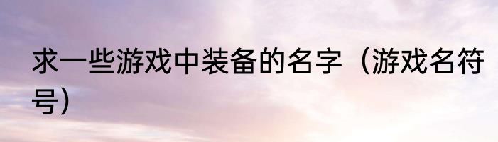 求一些游戏中装备的名字（游戏名符号）