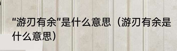 “游刃有余”是什么意思（游刃有余是什么意思）