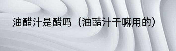 油醋汁是醋吗（油醋汁干嘛用的）