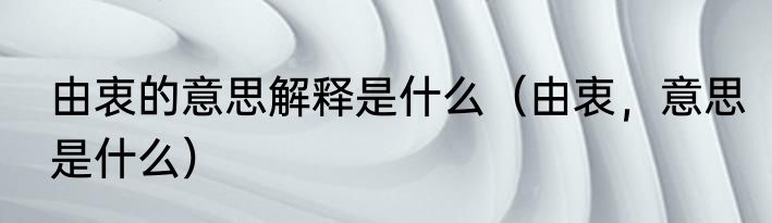 由衷的意思解释是什么（由衷，意思是什么）