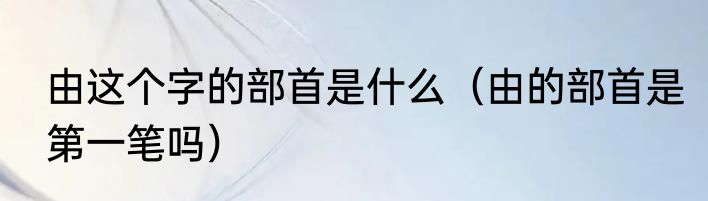 由这个字的部首是什么（由的部首是第一笔吗）