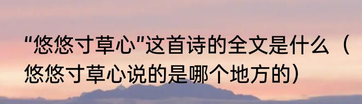 “悠悠寸草心”这首诗的全文是什么（悠悠寸草心说的是哪个地方的）