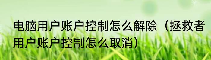 电脑用户账户控制怎么解除（拯救者用户账户控制怎么取消）