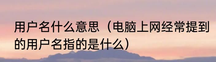 用户名什么意思（电脑上网经常提到的用户名指的是什么）