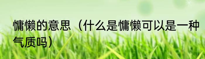 慵懒的意思（什么是慵懒可以是一种气质吗）