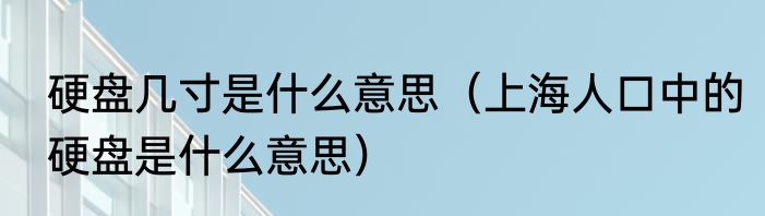 硬盘几寸是什么意思（上海人口中的硬盘是什么意思）