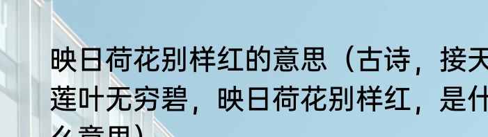 映日荷花别样红的意思（古诗，接天莲叶无穷碧，映日荷花别样红，是什么意思）