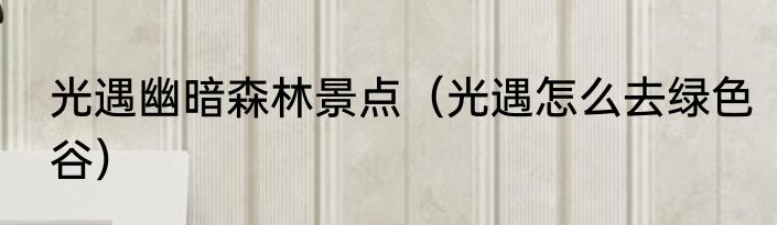 光遇幽暗森林景点（光遇怎么去绿色谷）