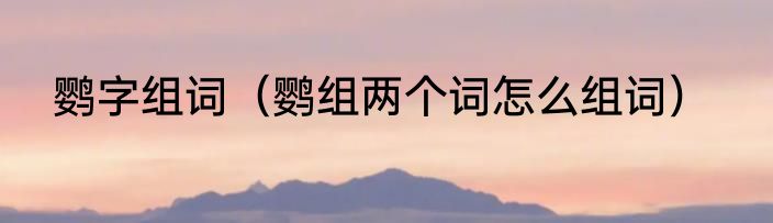 鹦字组词（鹦组两个词怎么组词）