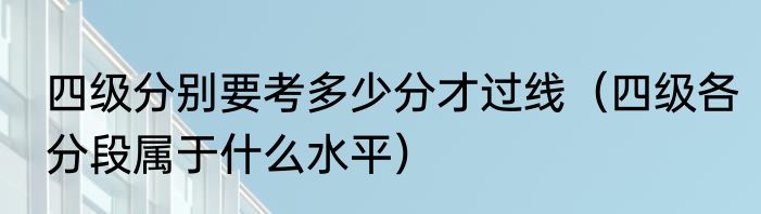 四级分别要考多少分才过线（四级各分段属于什么水平）