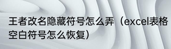 王者改名隐藏符号怎么弄（excel表格空白符号怎么恢复）