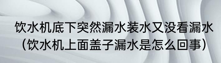 饮水机底下突然漏水装水又没看漏水（饮水机上面盖子漏水是怎么回事）