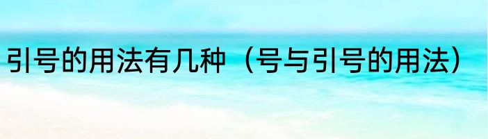 引号的用法有几种（号与引号的用法）