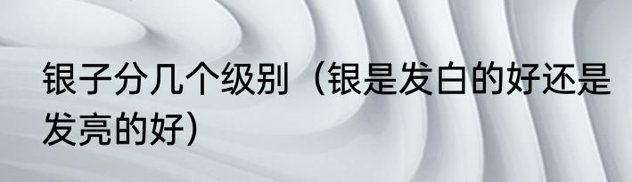 银子分几个级别（银是发白的好还是发亮的好）