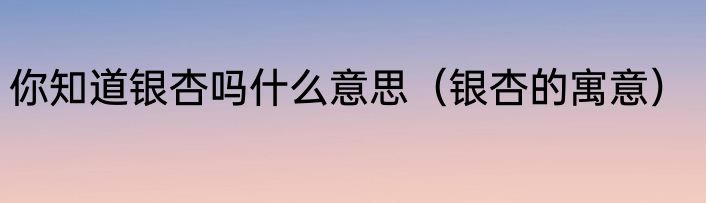 你知道银杏吗什么意思（银杏的寓意）