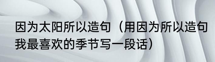 因为太阳所以造句（用因为所以造句我最喜欢的季节写一段话）