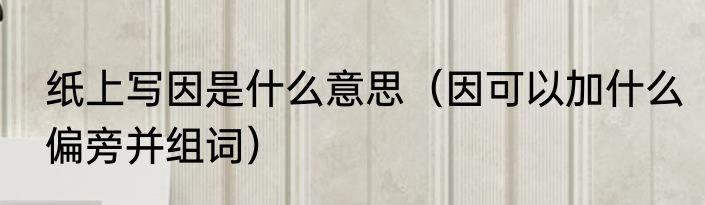 纸上写因是什么意思（因可以加什么偏旁并组词）