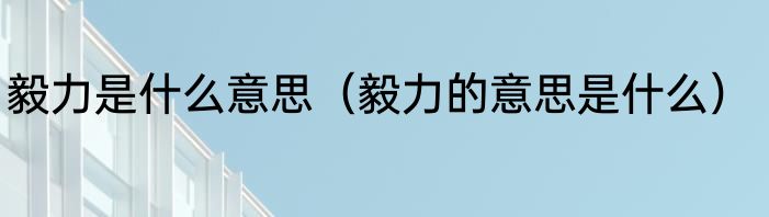 毅力是什么意思（毅力的意思是什么）