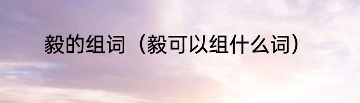 毅的组词（毅可以组什么词）