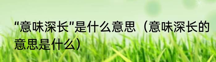 “意味深长”是什么意思（意味深长的意思是什么）