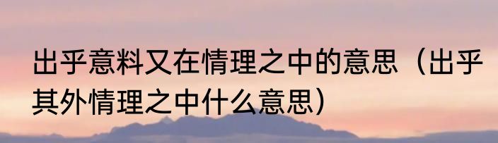 出乎意料又在情理之中的意思（出乎其外情理之中什么意思）