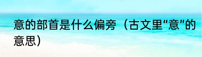 意的部首是什么偏旁（古文里“意”的意思）