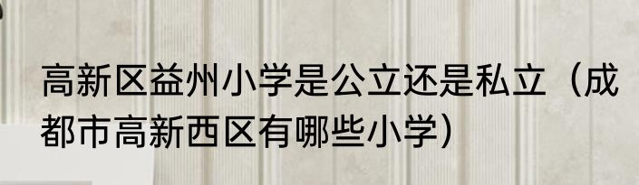 高新区益州小学是公立还是私立（成都市高新西区有哪些小学）