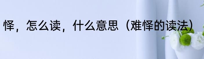怿，怎么读，什么意思（难怿的读法）