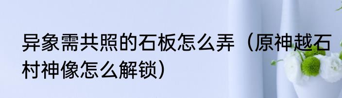 异象需共照的石板怎么弄（原神越石村神像怎么解锁）