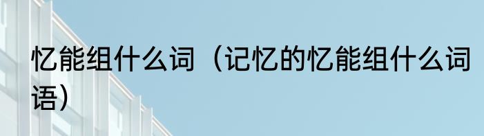 忆能组什么词（记忆的忆能组什么词语）