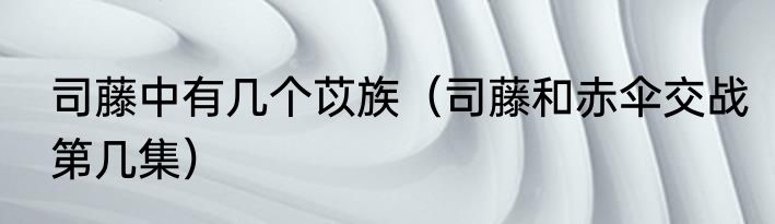 司藤中有几个苡族（司藤和赤伞交战第几集）