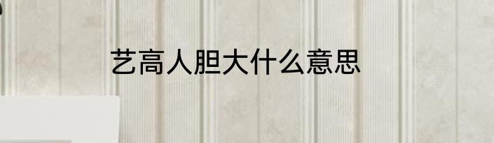 艺高人胆大什么意思
