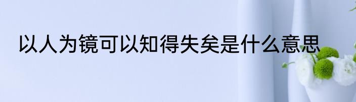 以人为镜可以知得失矣是什么意思