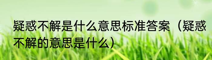 疑惑不解是什么意思标准答案（疑惑不解的意思是什么）