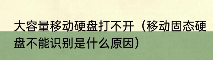 大容量移动硬盘打不开（移动固态硬盘不能识别是什么原因）