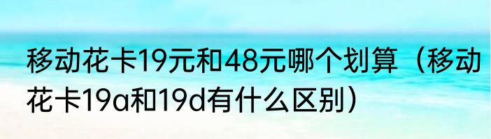 移动花卡19元和48元哪个划算（移动花卡19a和19d有什么区别）