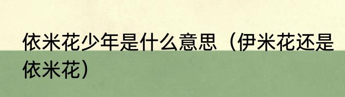依米花少年是什么意思（伊米花还是依米花）