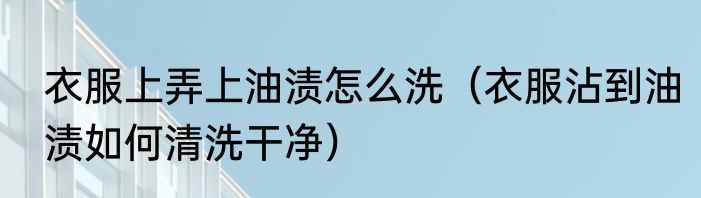 衣服上弄上油渍怎么洗（衣服沾到油渍如何清洗干净）