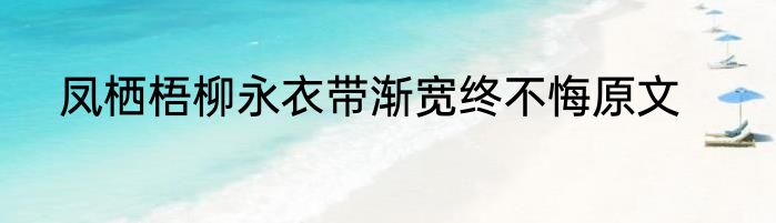 凤栖梧柳永衣带渐宽终不悔原文