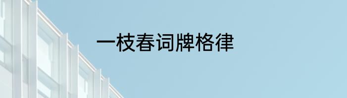 一枝春词牌格律