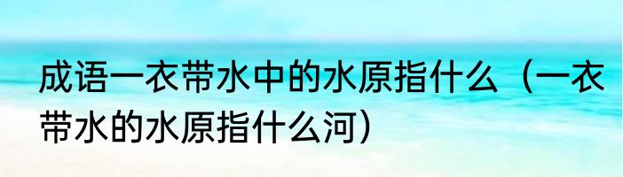 成语一衣带水中的水原指什么（一衣带水的水原指什么河）
