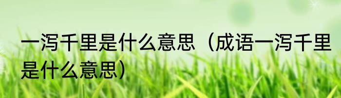 一泻千里是什么意思（成语一泻千里是什么意思）