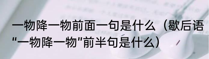 一物降一物前面一句是什么（歇后语“一物降一物”前半句是什么）