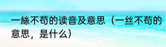 一絲不苟的读音及意思（一丝不苟的意思，是什么）