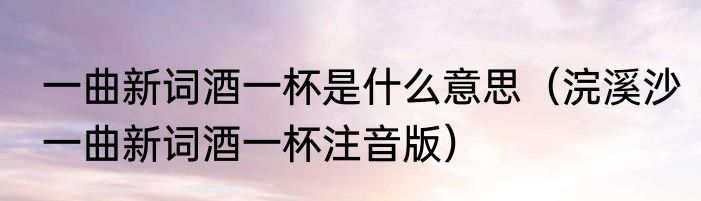 一曲新词酒一杯是什么意思（浣溪沙一曲新词酒一杯注音版）
