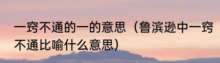 一窍不通的一的意思（鲁滨逊中一窍不通比喻什么意思）