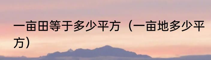 一亩田等于多少平方（一亩地多少平方）