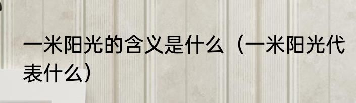 一米阳光的含义是什么（一米阳光代表什么）
