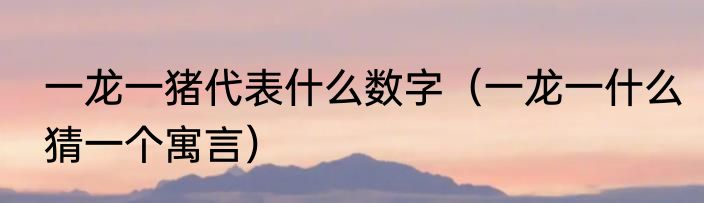 一龙一猪代表什么数字（一龙一什么猜一个寓言）